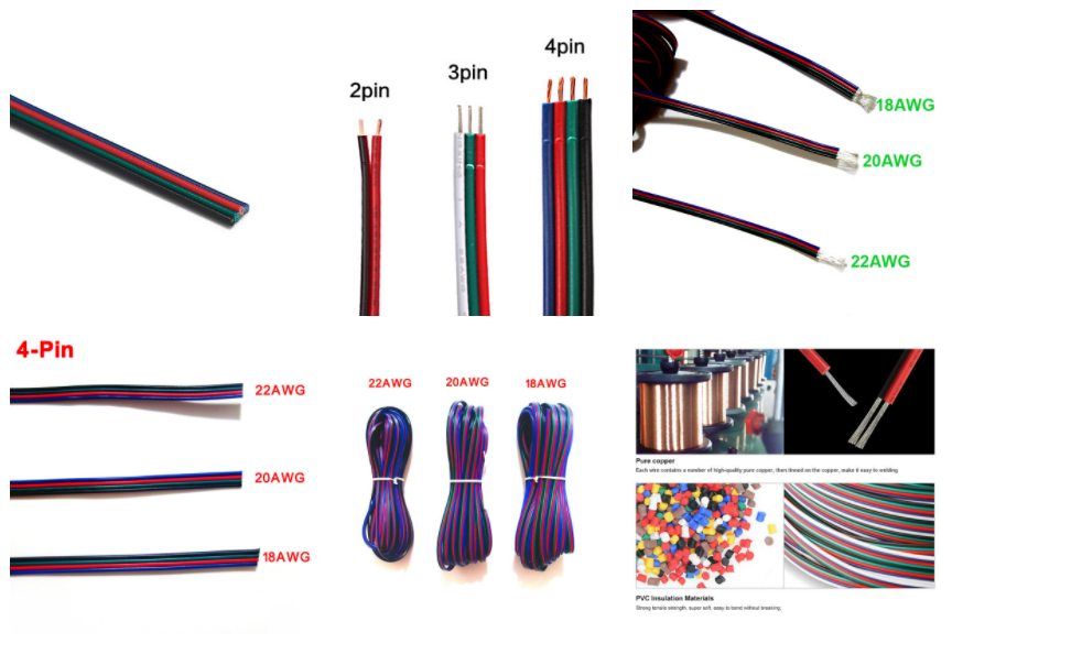 RGB Light Wire 2Pin 3Pin 4Pin