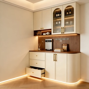 Mueble de pared moderno con panel de vidrio <span class=keywords><strong>crema</strong></span>, sistema de pared personalizado para muebles para el hogar, fabricante chino. - Product Image 4