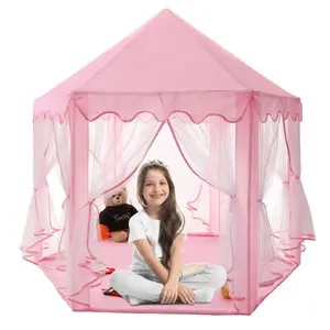 Chachi Toys castello per bambini Fairy Play tende esagonali portatili per bambini Crown Princess Tent Girls Large Playhouse Kids