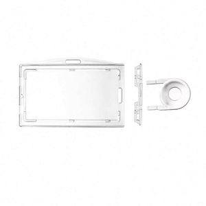Porte-badge professionnel en plastique rigide transparent pour PC, vertical et horizontal, robuste et durable avec extracteur de carte - Product Image 1