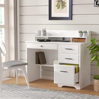 Mobilier de bureau à domicile, bureau blanc avec tiroirs, bureau d'ordinateur en bois pour étudiant, écriture, 4 tiroirs de rangement pour dossiers