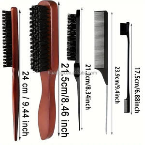 Brosse à Barbe pour <span class=keywords><strong>Homme</strong></span> en Bois et Poils de Sanglier, Brosse de Toilettage pour Moustache, Brosse Incurvée en Poils de Sanglier pour Coiffage à l'Huile - Product Image 2