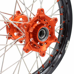 KKE-Juego de llantas Dirt Bike MX <span class=keywords><strong>Enduro</strong></span>, Compatible con <span class=keywords><strong>KTM</strong></span> EXC SX XCF XC-F 125 250 350 450 525 530, pezón de aleación naranja - Product Image 5