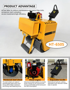 Mini rouleau vibratoire à un tambour pour asphalte avec transmission hydraulique et moteur diesel/essence pour la construction - Product Image 2