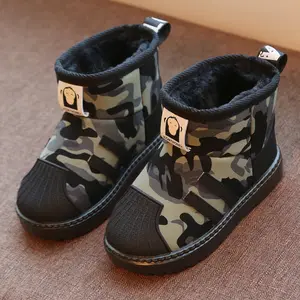 Chaussures d'hiver pour enfants, bottes de neige pour enfants, bottines chaudes en peluche pour bébés filles, chaussures de Sport noires et rouges