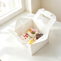 Lot de 4 boîtes à cupcakes rigides de style fenêtre, avec doublure en éponge, en papier kraft recyclé, emballage jetable pour desserts à emporter, personnalisable
