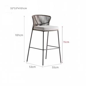 Nordic Rope Rattan aluminum Waterproof Dinning <b>Chair</b> Patio Restaurant Aluminium <b>Stackable</b> Outdoor bar <b>Chair</b> for Garden hotel - Product Image 3