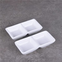 Plats de service rectangulaires en céramique à deux ou trois compartiments, style japonais, pour sauces et accompagnements, compatibles micro-ondes