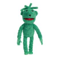 Marionnette à main verte en fourrure avec bouche mobile, marionnette ventrilque intégrale, jouet en peluche pour spectacle enfantin