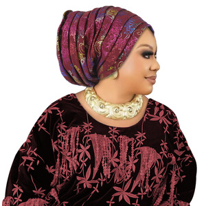 Últimos Diseños de Gorros Instantáneos Gele, Pañuelos Africanos para la Cabeza, Turbantes Nigerianos Listos para Usar, Gorros para <span class=keywords><strong>Mujer</strong></span> F054 - Product Image 4