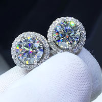Schlichte, elegante 925er Sterlingsilber 18K vergoldete 7/8/9 mm Zirkonia Blumen-Ohrstecker für Damen – Glänzend und leicht, perfekt für Hochzeiten
