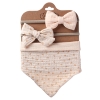 Lot de 3 bavoirs brodés en mousseline double face pour nourrissons et tout-petits, vêtements pour enfants Burp avec 2 nœuds pour filles