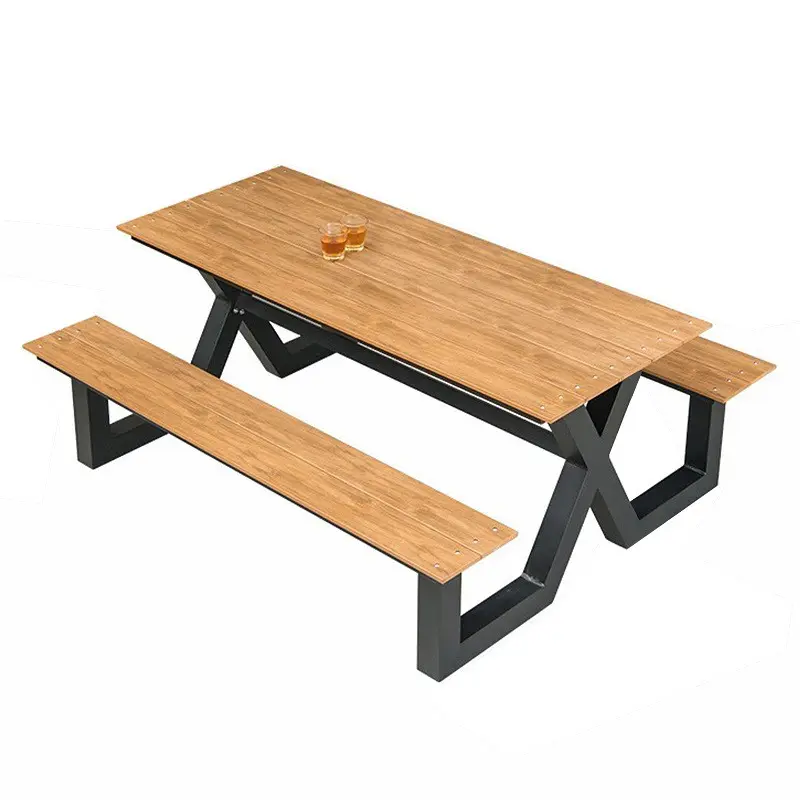 Mobiliário moderno para mesa e cadeira de jardim ao ar livre, mesa e cadeira confortável de madeira para jardim ao ar livre, mesa e cadeira de plástico