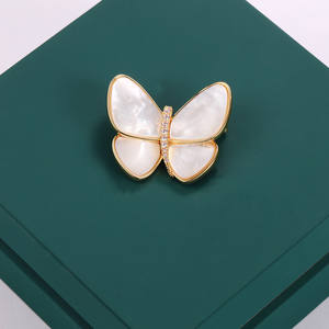 Broches de mode en gros, coquille de nacre blanche avec papillon en zircon incrusté de cuivre, design qui brise le cocon - Product Image 4