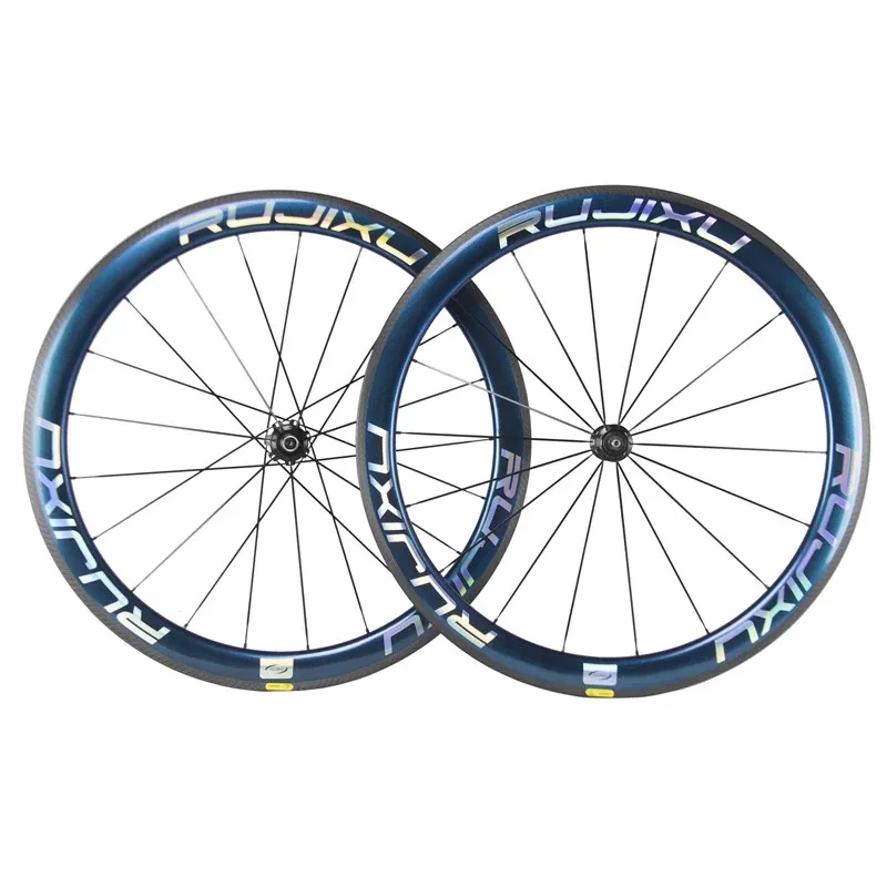 RUJIXU 700C 50mm Carbon Fiber Wheels V/C Brake Toray Carbon Wheels Clincher Road Bike Bicycle Wheelset