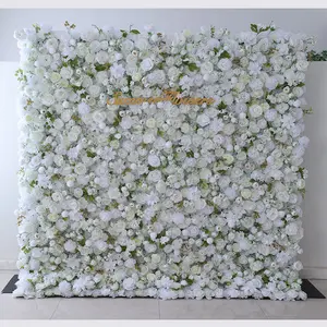 Custom Price Lower 3D White Silk Backdrop Panel Wedding Decoration Artificial Flower Wall