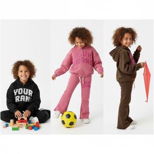 Veste à capuche à fermeture éclair avec logo de marque personnalisée à la mode Joggers enfants tenues d'hiver Streetwear vêtements pour filles survêtement - Product Image 2