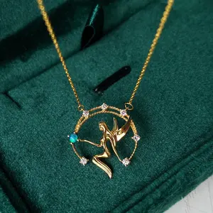 Fashion New Flower Fairy Pendant Necklace Female S925 Sterling Silver Gold Light Luxury Retro Clavicle Chain Romantic Gift