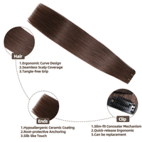 Extensions de cheveux complètes à clipser, qualité supérieure, cheveux humains véritables, standard du marché européen, blond platine, blond cendré, balayage