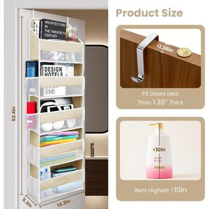 Andahoom Over The Door Organizer 6 Tier Removable Hanging Storage Behind Door Closet Organizer Non Woven Fabric 33x15x85cm - Product Image 3