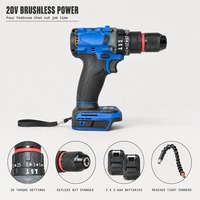 Perceuse sans fil 20V sans balais 2-en-1, perceuse à percussion 60 N.m, couple maximal 10 mm, kit 2 batteries 2,6 Ah OEM