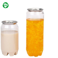 Bouteille de boisson en PET jetable à impression numérique d'une capacité de 500ml et 650ml, couvercle à ouverture facile pour eau pétillante, thé à bulles, jus et soda.