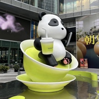 Figurine de dessin animé personnalisée grandeur nature décoration intérieure Statues de panda OEM sculpture en résine art
