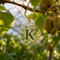 Porte-clés en acrylique transparent avec initiale, motif floral blanc et vigne verte, souvenir de mariage botanique, cadeau en gros