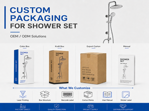 Ensemble de douche de luxe moderne, kit complet mural en laiton chromé avec pommeau de douche et douchette à main - Product Image 6