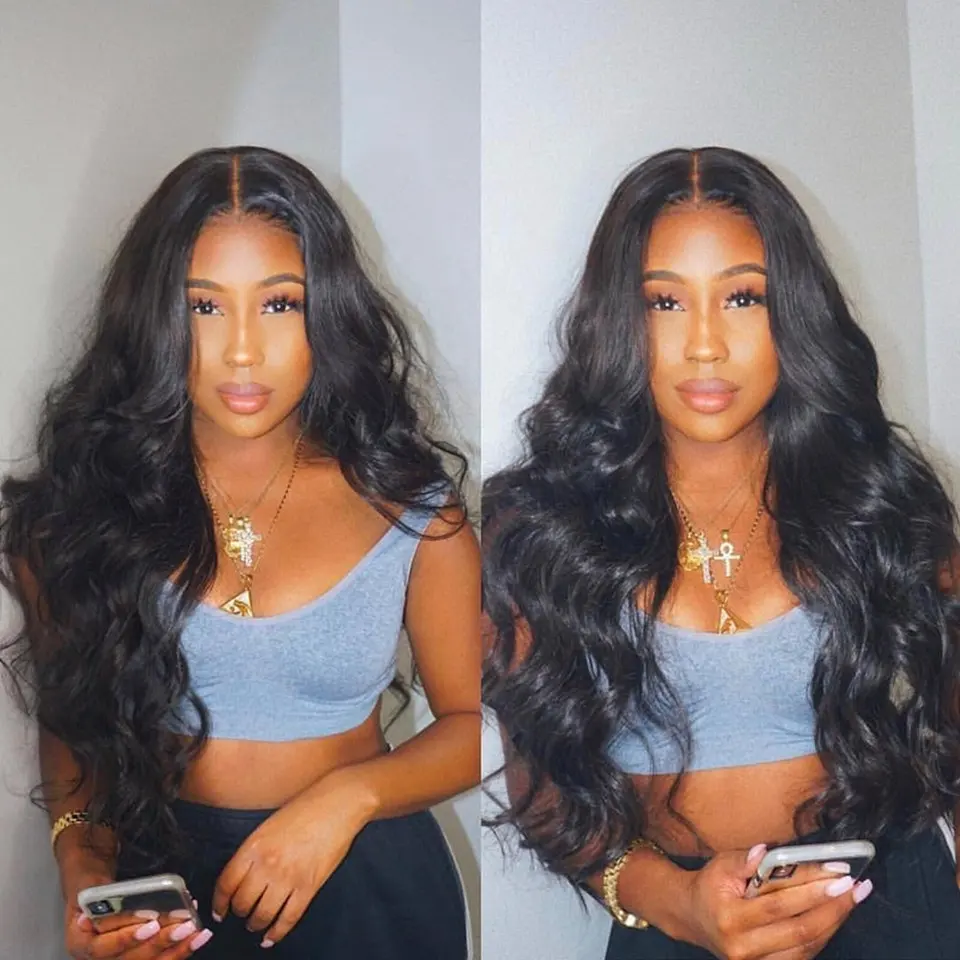 Human Virgin Brazilian Hair HD Lace 6x6" Front Wig Body Wave Pre Plucked Natural Hairline Human Hair Wigs For Black Women