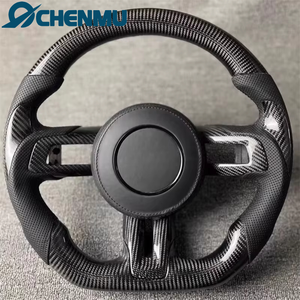 Accessoires de volant sport en fibre de carbone à fond plat personnalisés pour Ford Mustang 2015 2016 2017 2018 2019 2020 <span class=keywords><strong>2021</strong></span> 2022 GT - Product Image 2