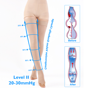 Compports Wholesale Silicone Grip Non-Slip Compression Class 2 Open Toe Thigh High Stockings for Daily Wear - Product Image 2