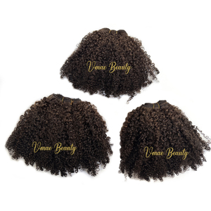 Afro Coily murni akar gelap #2 Kinky keriting coklat balayage sorot rambut keriting kinky eksotis gelombang pakan Jerry keriting bundel rambut manusia - Product Image 1
