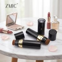Tube de fond de teint OEM à double tête avec pinceau plat et fenêtre, emballage cosmétique vide noir et or pour contour et correcteur