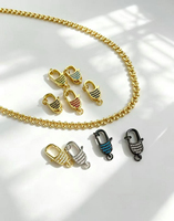Fermoir mousqueton plaqué or noir rhodié en laiton/cuivre, pavé de zircone cubique multicolore, pour colliers et bracelets, accessoires de bijouterie