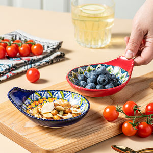سيراميك بطراز بوهيمي مغربي ، طقم صلصات بمقبض متين ، وعاء للاستخدام المنزلي والحفلات أو المناسبات - Product Image 4