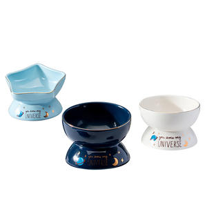 Cute Ceramic <span class=keywords><strong>Pet</strong></span> Feeder Standup Elevated Cat Tigelas De Cerâmica Pequeno Cão Levantado Comida Gato Água Tigela Inclinada - Product Image 1