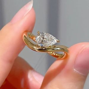 Xinfly 18K Real Gold IGI Certified Custom 1Carat <b>Solitaire</b> Pear Cut Lab Grown Diamond Wedding Engagement <b>Rings</b> for Romantic Gift - Product Image 1