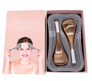 2 pièces globes de glace pour le visage en acier inoxydable forme de massage ergonomique, bâtons de Cryo de soins de la peau idéaux fournitures d'esthéticienne globes de refroidissement - Product Image 6
