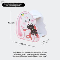 Maison à chat double étage Lapin Lune Mignon avec tapis remplaçable, panneau épaissi, 3 surfaces à gratter, emballage carton pour intérieur