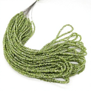 Cuentas de diamante verde natural sin cortar de 2.75-4mm, cuentas de diamante en bruto, hilo de 16 pulgadas para la fabricación de joyas al por mayor. - Product Image 1