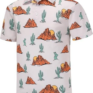 <b>Funny</b> Sporty Golf <b>Shirts</b> for Men Regular Fit Short Sleeve Button 100% Polyester Knitted Breathable 180g Made in US - Product Image 2