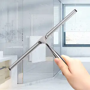 Squeegee 10 Inch Stainless Steel Window Squeegee Shower Cleaning Wiper With Adhesive Hook Glass Scraper Cleaner Cleaning Tool