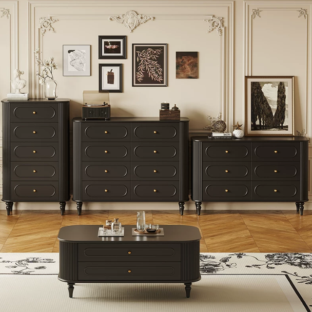 Modern Solid Wood 6-Drawer Dresser, White Wall-mounted Storage Cabinet for Living Room & Bedroom, End-of-bed Storage Chest