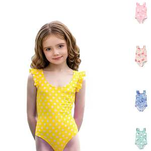 Maillots de bain une pièce personnalisables Tex Girls pour enfants avec volants - Product Image 1