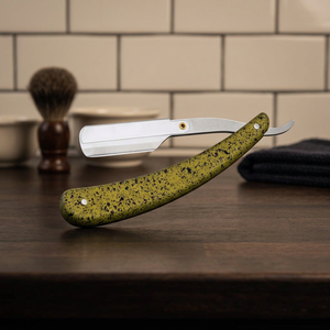 Straight Razor Green Speckled Stainless Steel Handle Stainless Steel <b>Blade</b> <b>Barber</b> Shop Use Single <b>Blade</b> Face Body Shaving Tool - Product Image 1