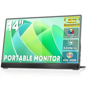 SIBOLAN tragbarer Monitor 14 Zoll 4K UHD USB-C HD externe Computer-Anzeige HDR IPS Gaming Monitor 2. Bildschirm PC Mac Telefon