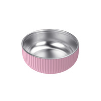 Bol pour tout-petits en acier inoxydable sans BPA avec coque en silicone amovible, incassable, alimentation sans dégâts pour bébés, tout-petits, enfants