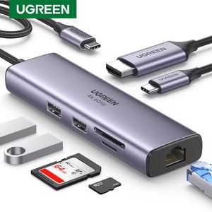 <span class=keywords><strong>UGREEN</strong></span> CM512 <span class=keywords><strong>Hub</strong></span> <span class=keywords><strong>USB</strong></span> <span class=keywords><strong>C</strong></span> 7 en 1, Múltiples Puertos, Alta Velocidad, para Teléfono y Portátil, Tipo <span class=keywords><strong>C</strong></span>, Base <span class=keywords><strong>USB</strong></span>, Lector de Tarjetas TF y SD, Adaptador Gigabit Ethernet - Product Image 1