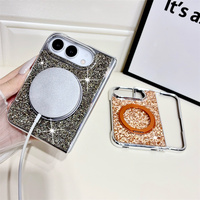 Étui de téléphone de luxe à cadre plaqué brillant et scintillant pour iPhone Duo avec support rotatif à 360° et protection intégrale